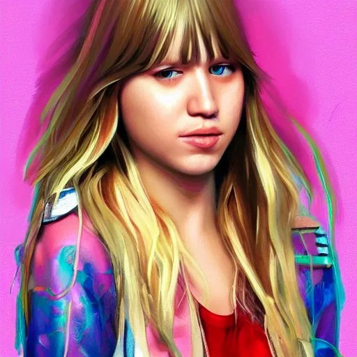 hannah montana album cover, artstation, painting, Stable Diffusion OpenArt
