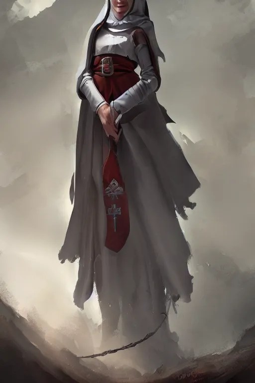 high fantasy nun by Taras susak, 4k, concept art Stable Diffusion
