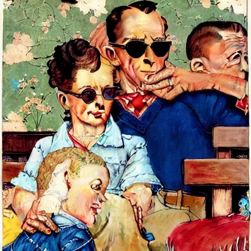 a norman rockwell painting of a classic family Stable Diffusion OpenArt