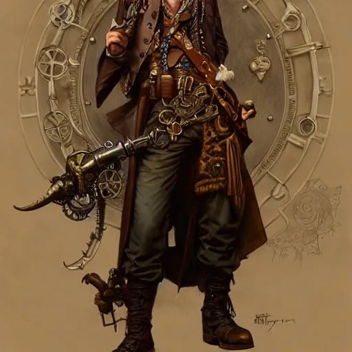 steampunk pirate tim cook, fantasy, d & d, intricate, Stable Diffusion