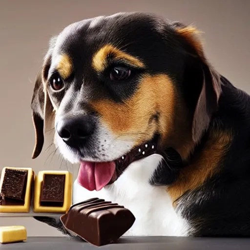 a dog eating chocolate Stable Diffusion OpenArt