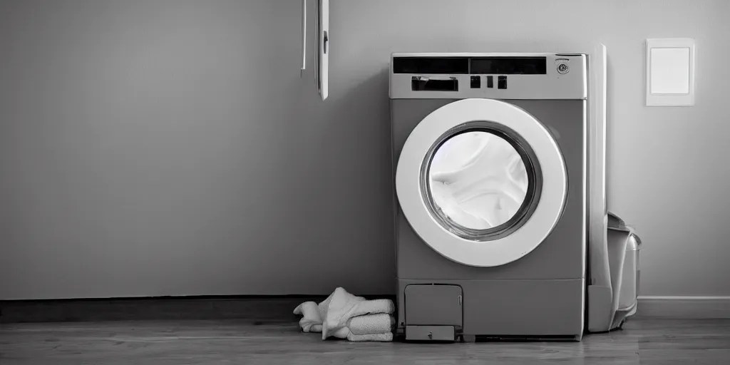 washing machine in bed, photograph Stable Diffusion