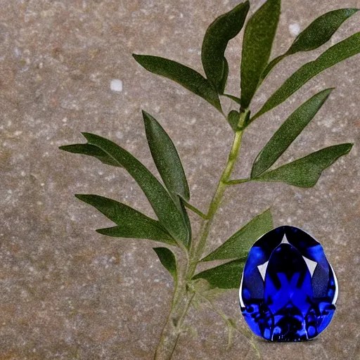 a plant growing cut sapphire gemstones instead of fruit Stable