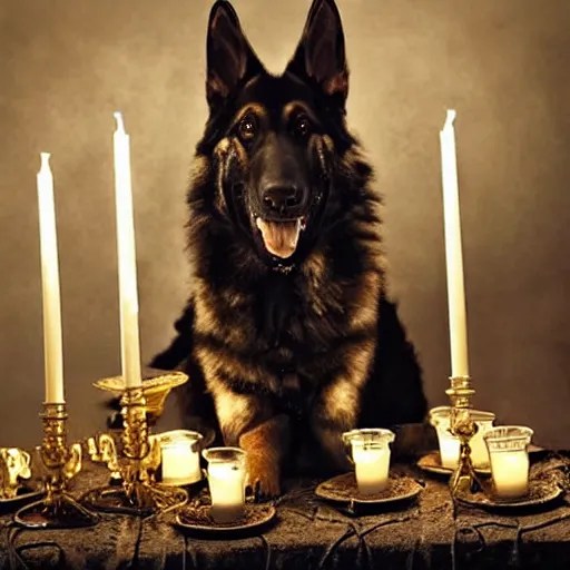 gothic ritual with many golden candles, german Stable Diffusion OpenArt