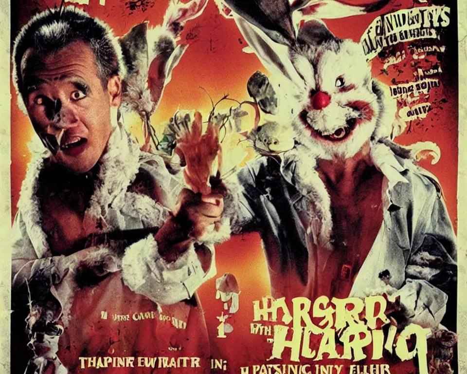 a horror movie poster featuring the easter bunny Stable Diffusion