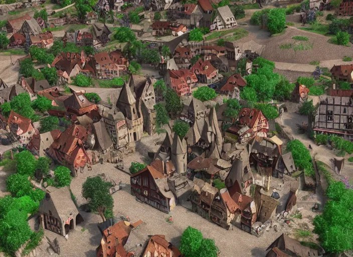 ! dream a [ medieval ]!! german village with people Stable Diffusion