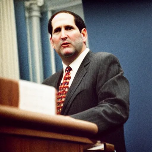Matt Drudge speaking in the White House Briefing Room. Stable