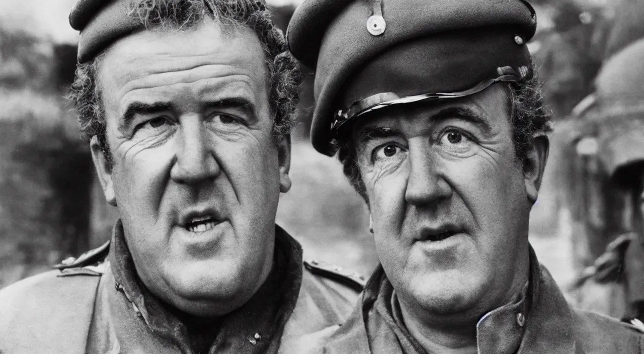 a photo of jeremy clarkson in ww2 old footage, high Stable Diffusion