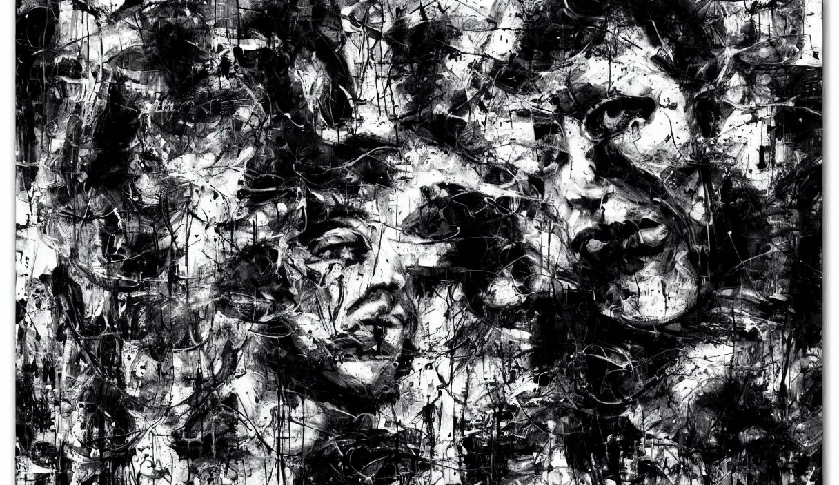 abstract expressionism black and white artwork black Stable Diffusion