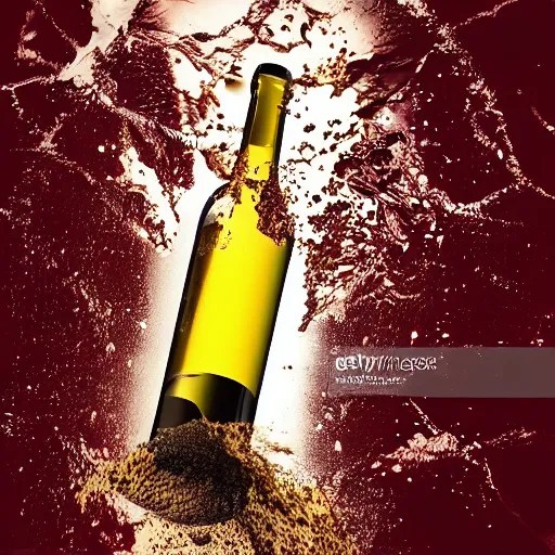 wine bottle hitting the floor, bottom part explode Stable Diffusion