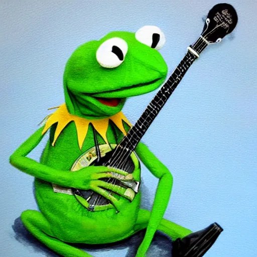 kermit the frog playing banjo painted by gerard way Stable Diffusion OpenArt