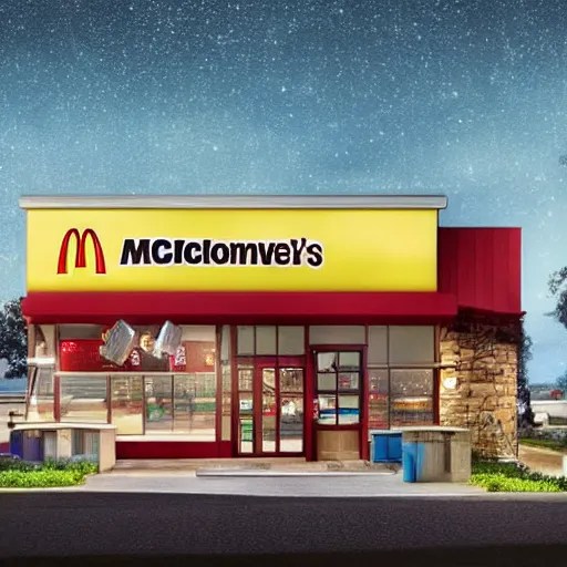 commercial ad photo of a mcdonald's drive through in Stable Diffusion
