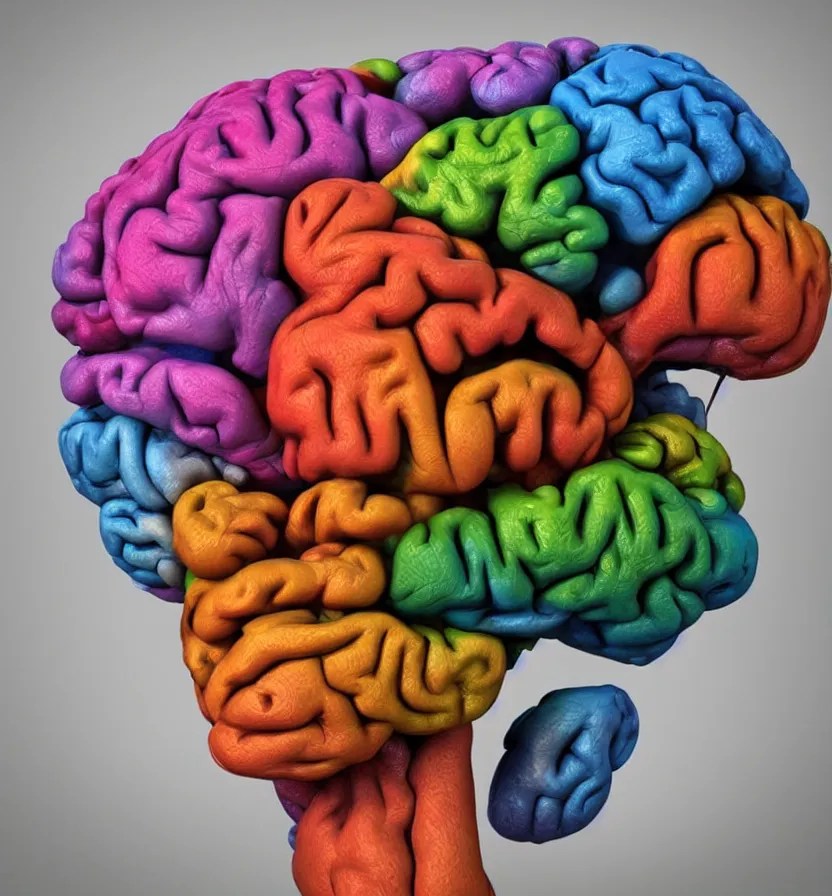 3 d model of anatomically correct human brain, unreal Stable