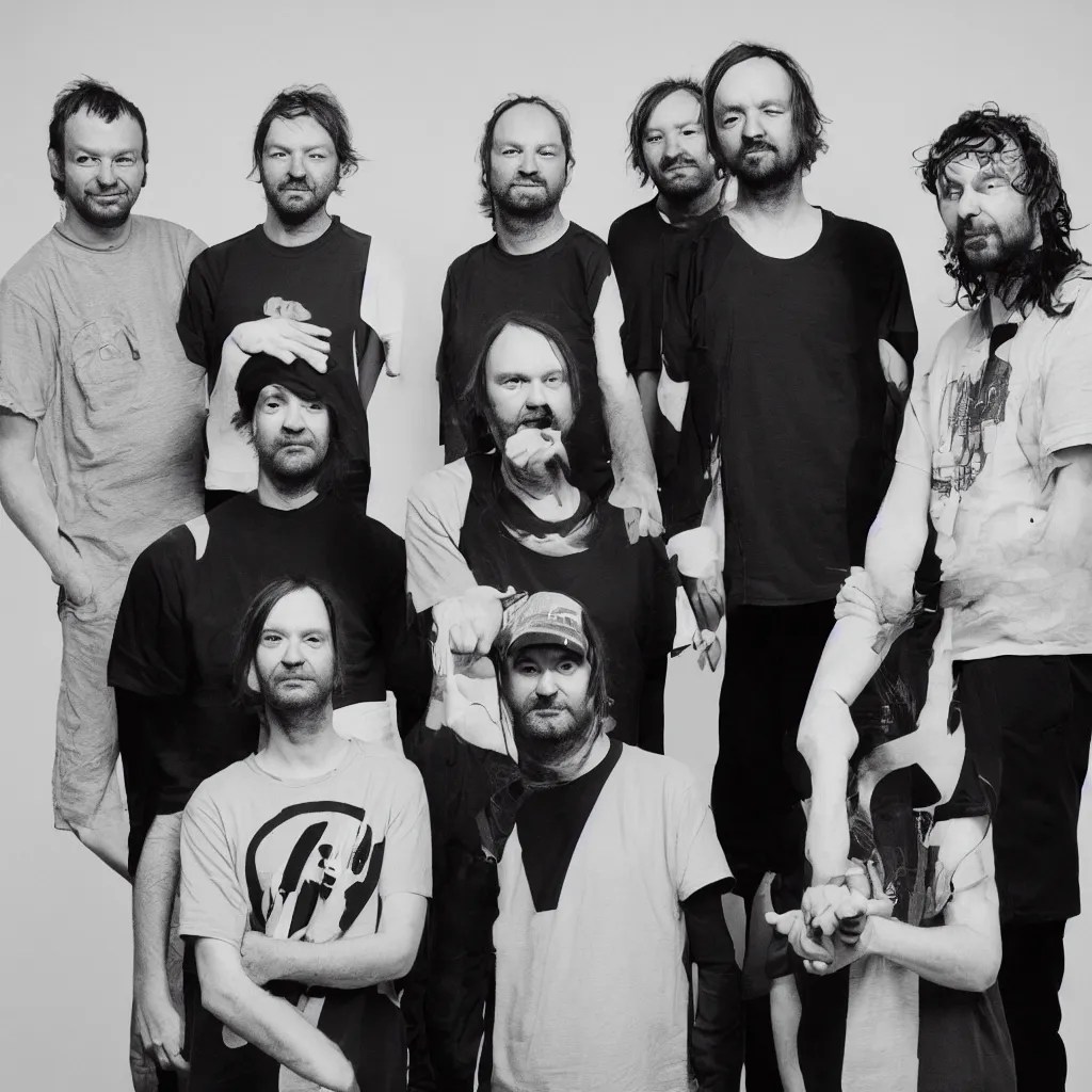 band photo of aphex twin, squarepusher and autechre Stable Diffusion