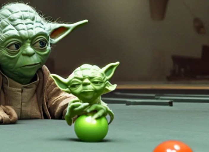 film still of yoda goes bowling in the new Star Wars Stable Diffusion