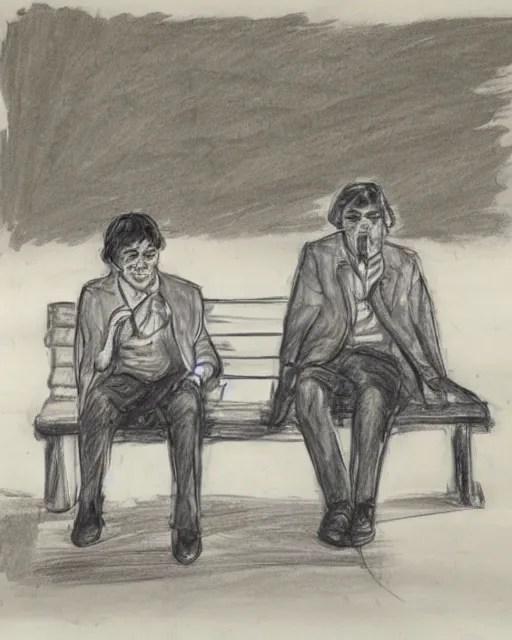 sketch of two man sitting on the bench, meme, meme Stable Diffusion
