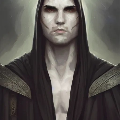 male rogue in black robes, pale white skin, standing Stable Diffusion