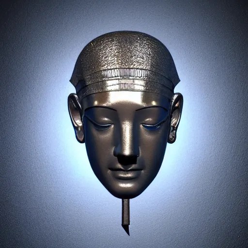 3 d render melted egyptian god head, sculpture, Stable Diffusion