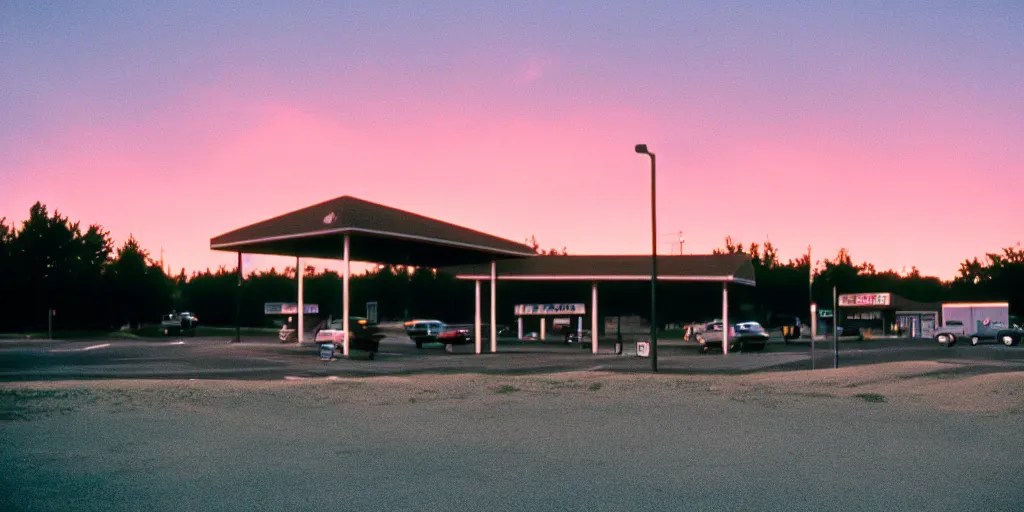 a lonely port byron travel plaza in the middle of Stable Diffusion