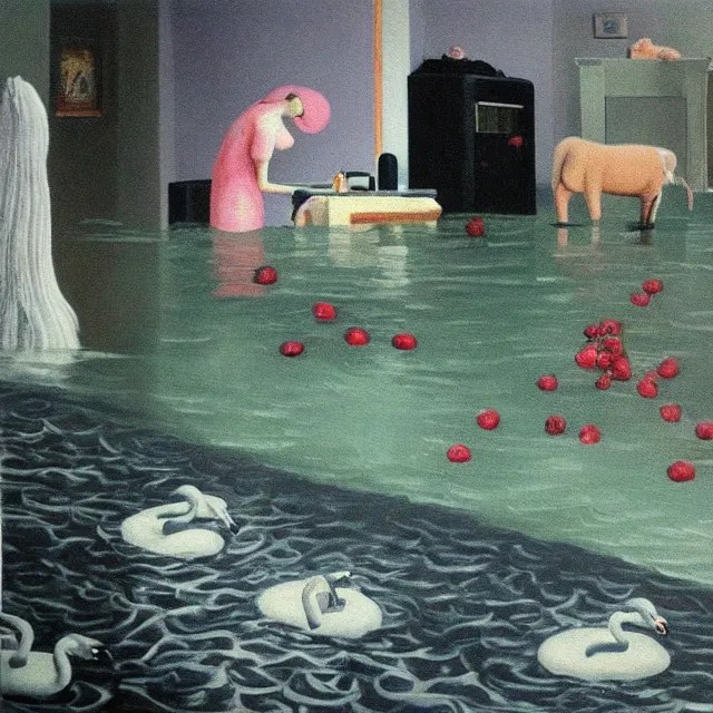 painting of flood waters inside an apartment, emo Stable Diffusion