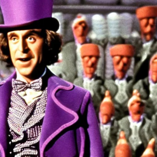 a film still of willy wonka and the sausage factory Stable Diffusion