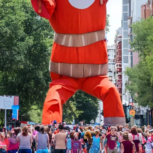 giant puppet, moved by humans, photograph, in the Stable Diffusion