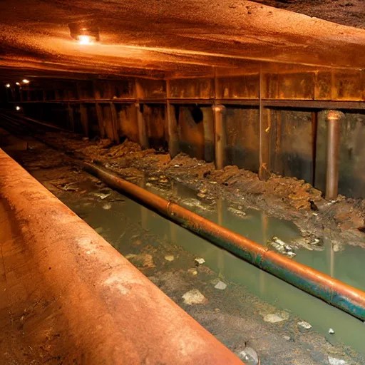 underground copper mine, flooded, pipes Stable Diffusion OpenArt