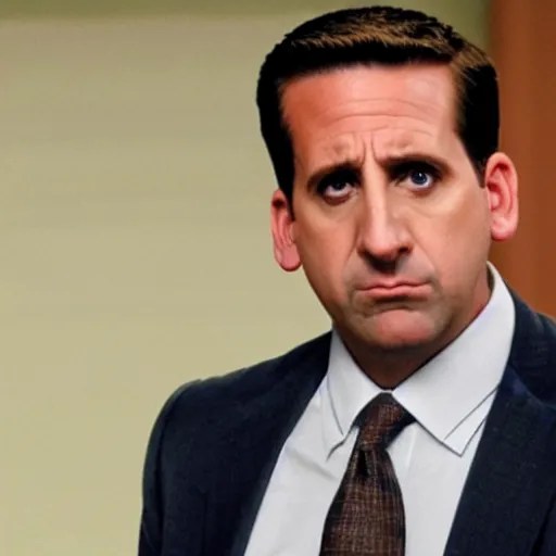 photo of michael scott looking sad Stable Diffusion