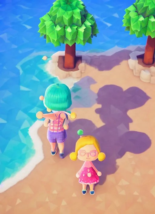 sparkling pastel cute voxel art of a beach in animal Stable Diffusion