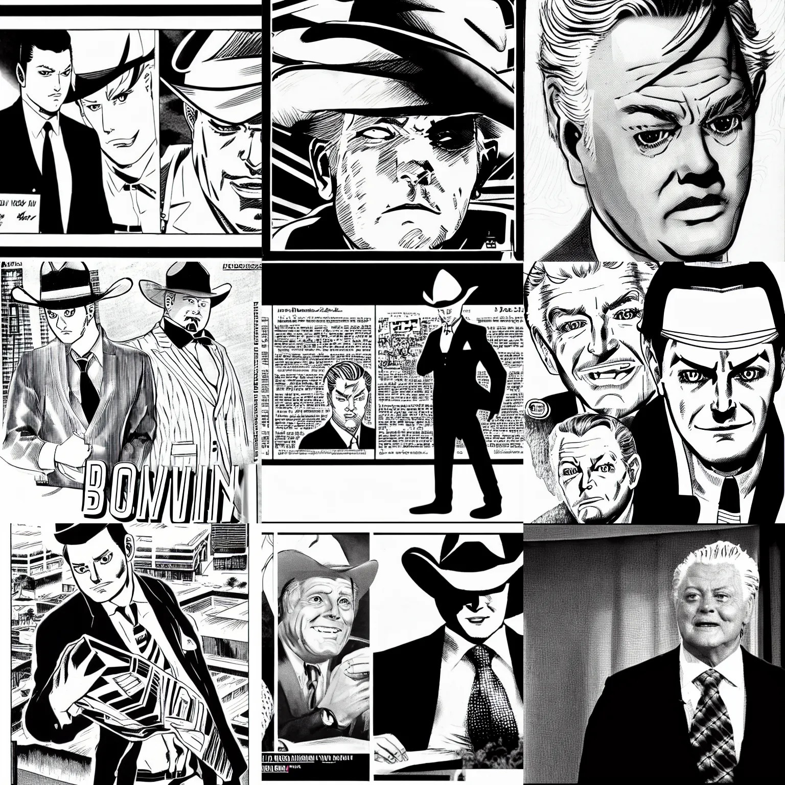jr ewing from dallas, surprised, as a manga panel, Stable Diffusion