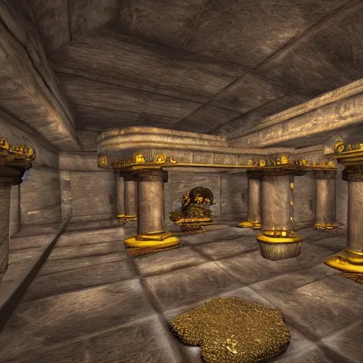 a fantasy render of vast underground treasure room. Stable Diffusion