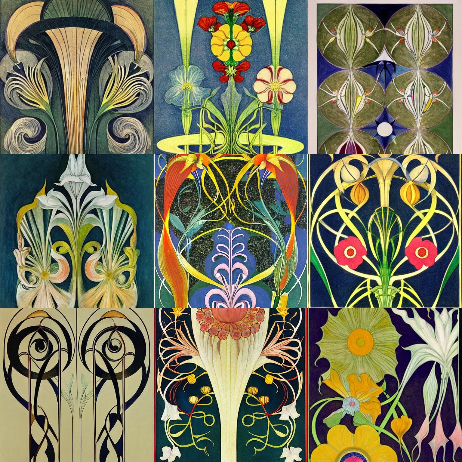 flower ( ( art deco ) ) ( ( art nouveau ) ) by ( hilma Stable Diffusion