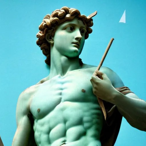 Vaporwave composition of Statue of David by Stable Diffusion