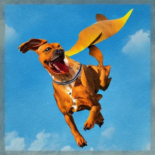 flying dog with propeller, digital art, highly detailed Stable