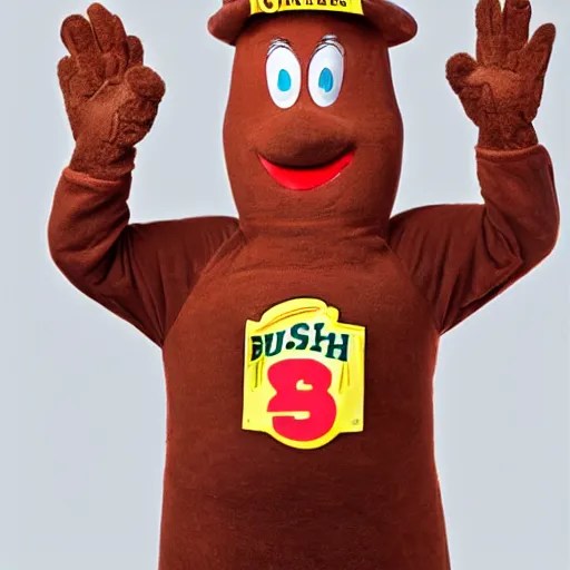 Bush's Baked Beans mascot, guy in a big sloppy oily Stable Diffusion