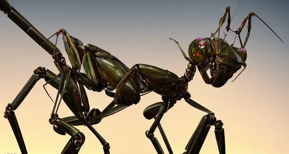 praying mantis robot, hyperdetailed, close up, Stable Diffusion