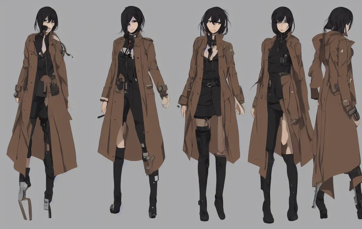 a series of character outfit concepts for a beautiful Stable Diffusion