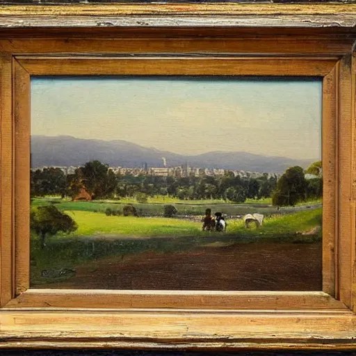 a landscape painting of canberra by fred mccubbin Stable Diffusion
