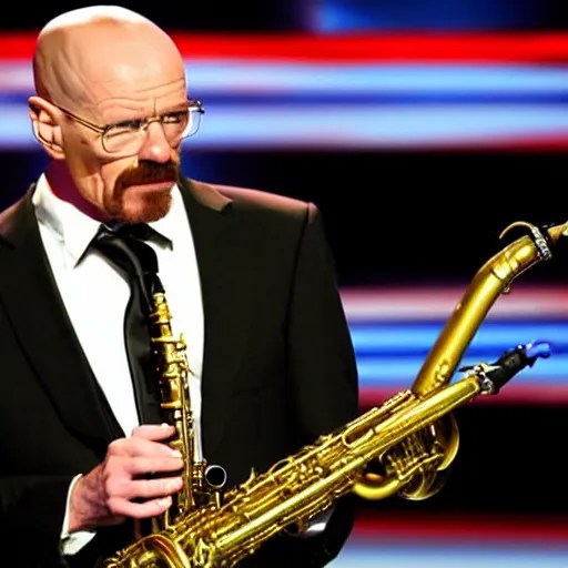 walter white playing the saxophone on america's got Stable Diffusion