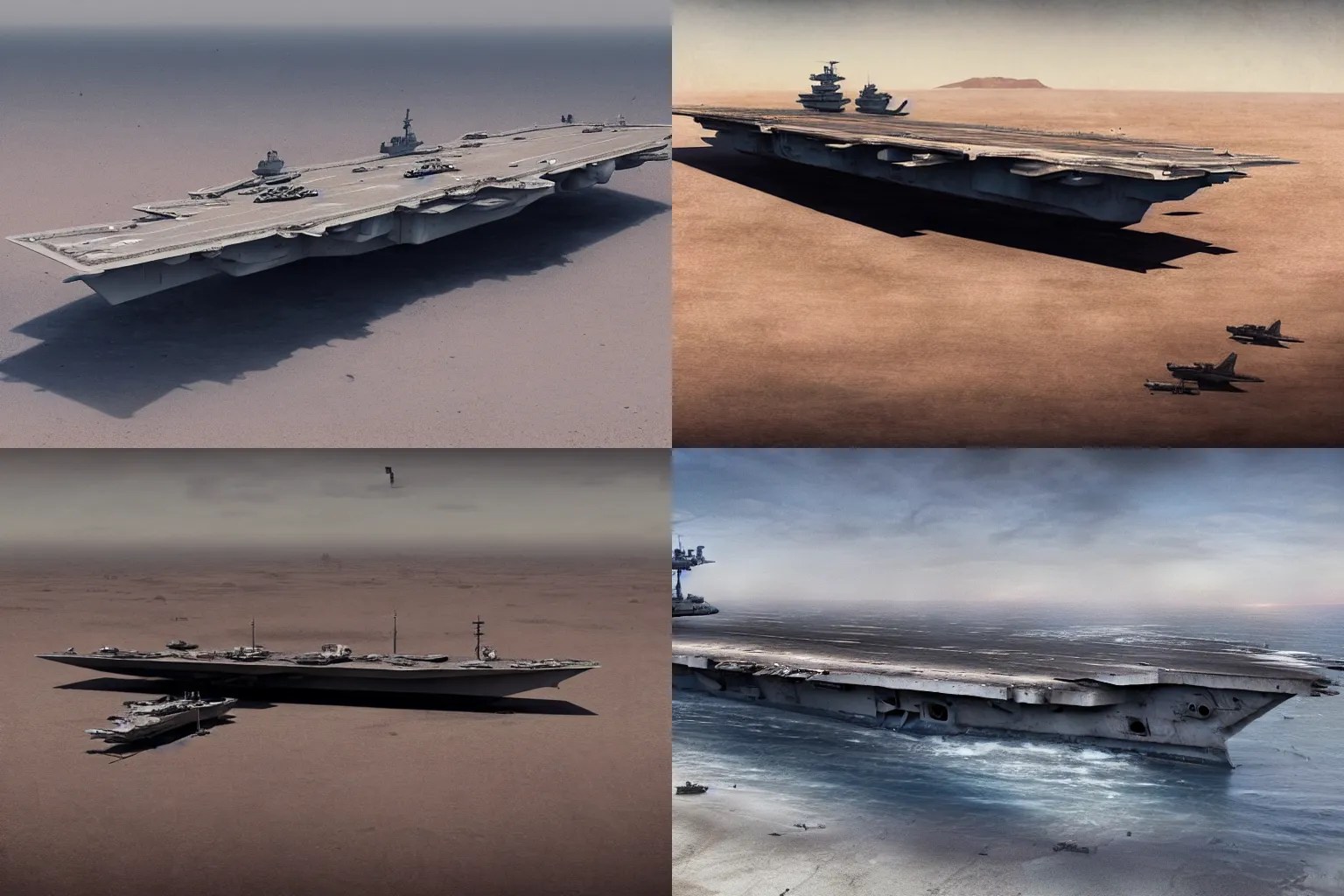 an old aircraft carrier stranded and on a Stable Diffusion