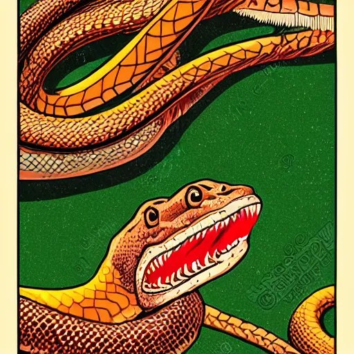 a close up illustration of an aggressive copperhead Stable Diffusion