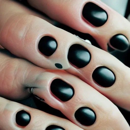 photo of a human hand with black painted nails and a Stable Diffusion OpenArt