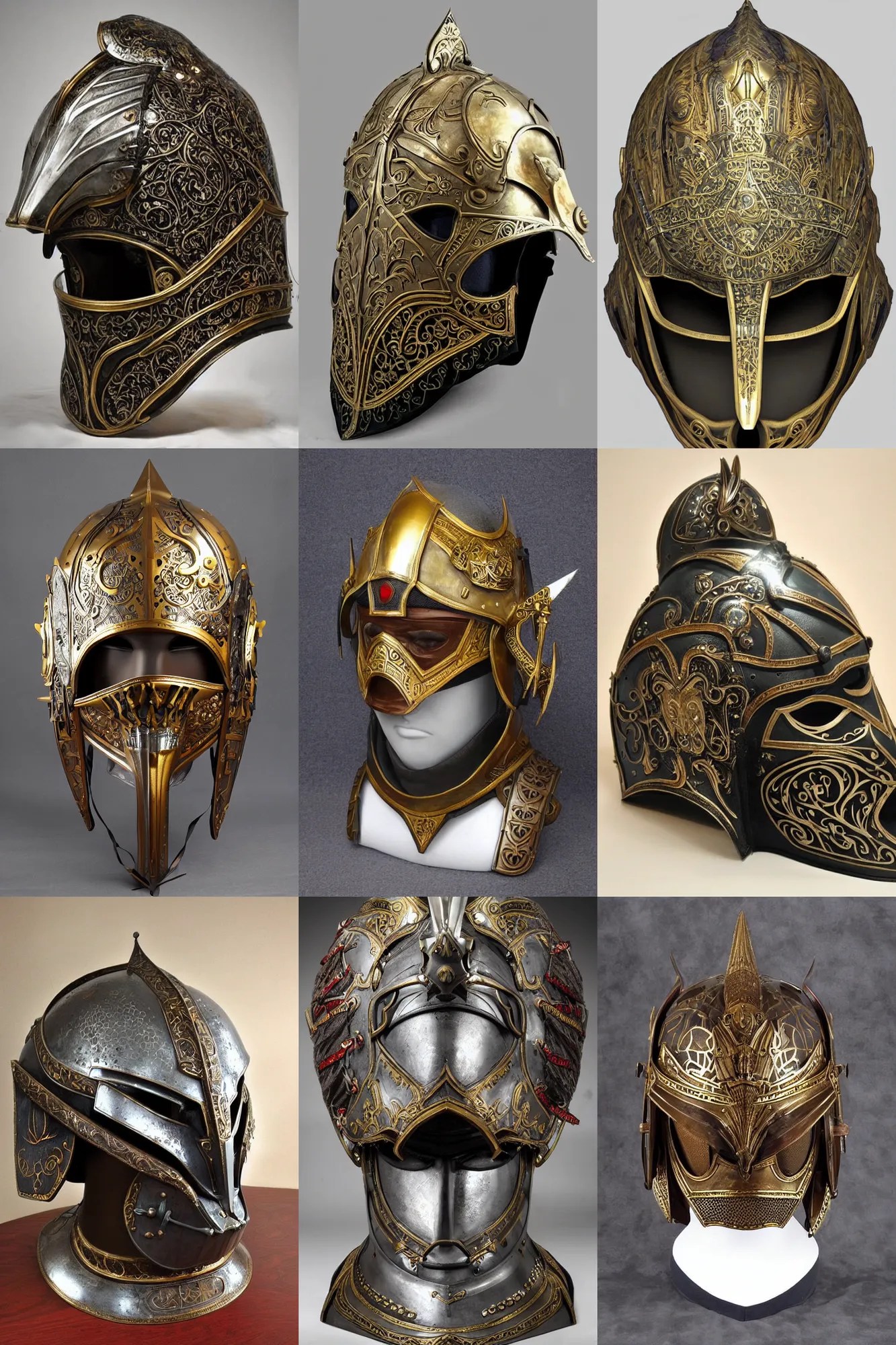 elegant ornate powerful medieval fantasy helmet in the Stable Diffusion