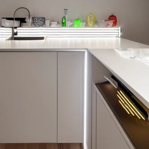 kitchen plinth with led strip lights, homes and Stable Diffusion