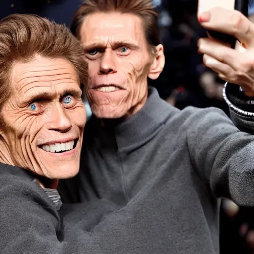 Willem Dafoe and Jerma taking a selfie together, Stable Diffusion