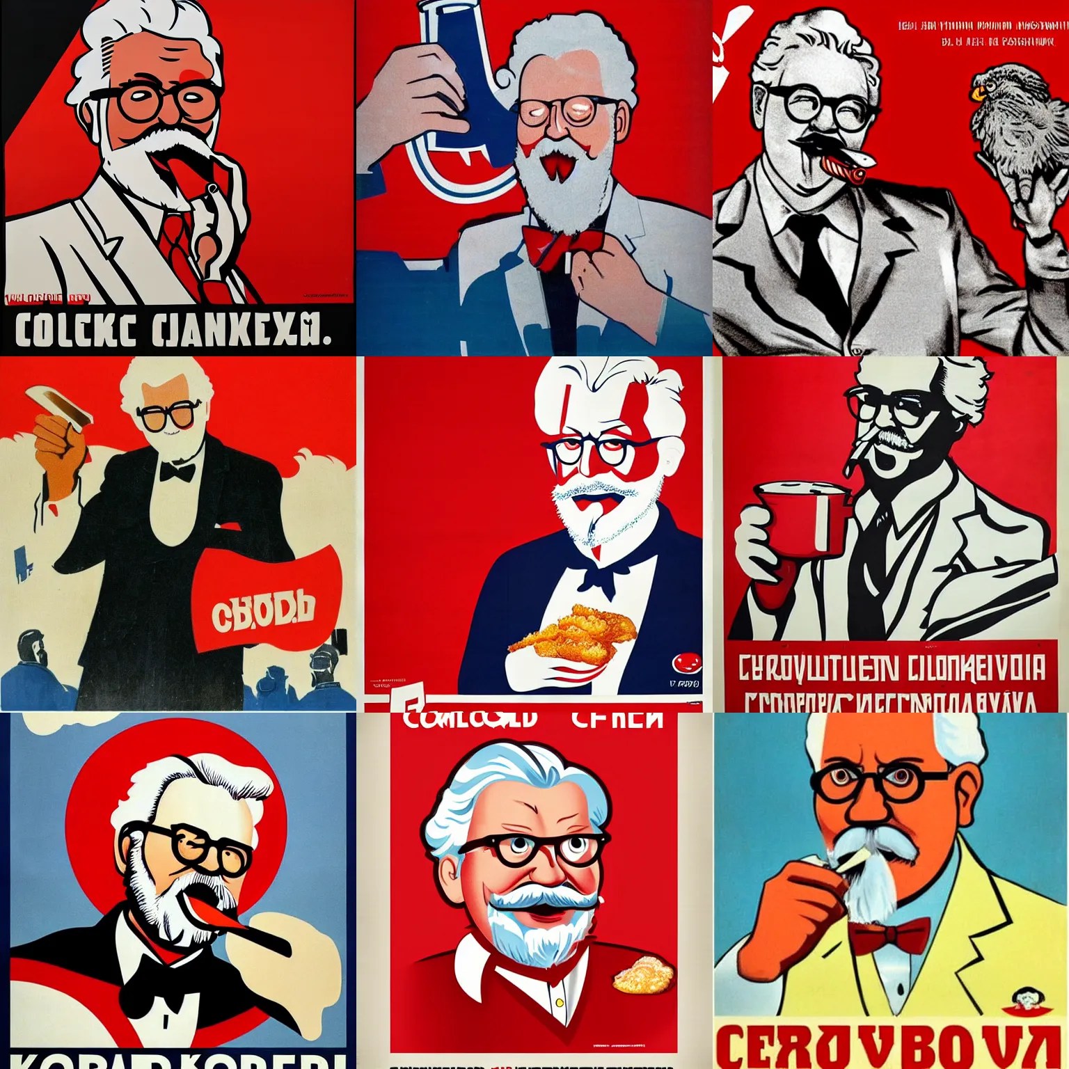 colonel sanders eating fried chicken in soviet Stable Diffusion OpenArt