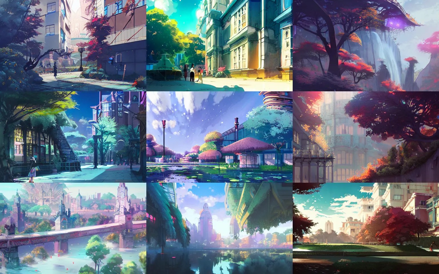 concept art landscape of an urban university college Stable Diffusion