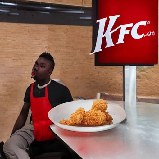 a man eating kfc underground Stable Diffusion OpenArt