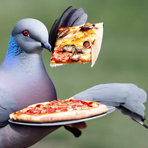 a pigeon eating a pizza with its wings Stable Diffusion OpenArt(04)