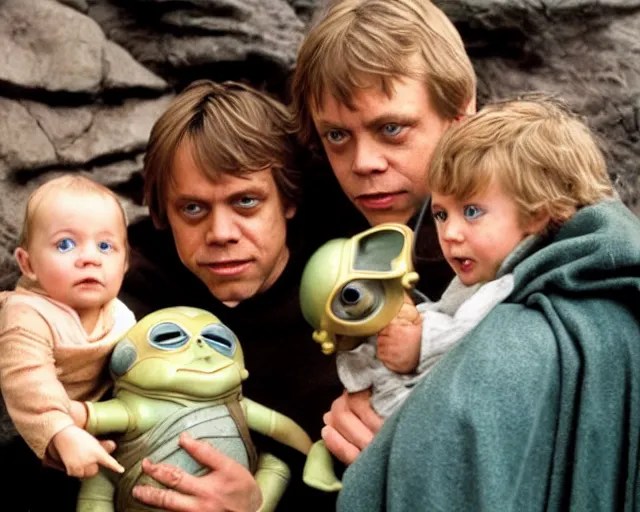 Mark Hamill as Luke Skywalker with 10,100 adoring Baby Stable